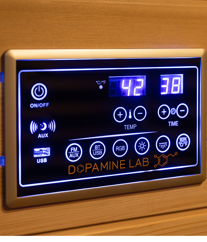 Photo of s dleek dopamine lab infrared sauna control panel
